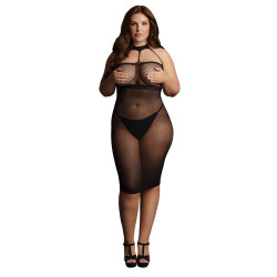 Le Désir Robe Résille Grande taille HIGH NECK Noire
